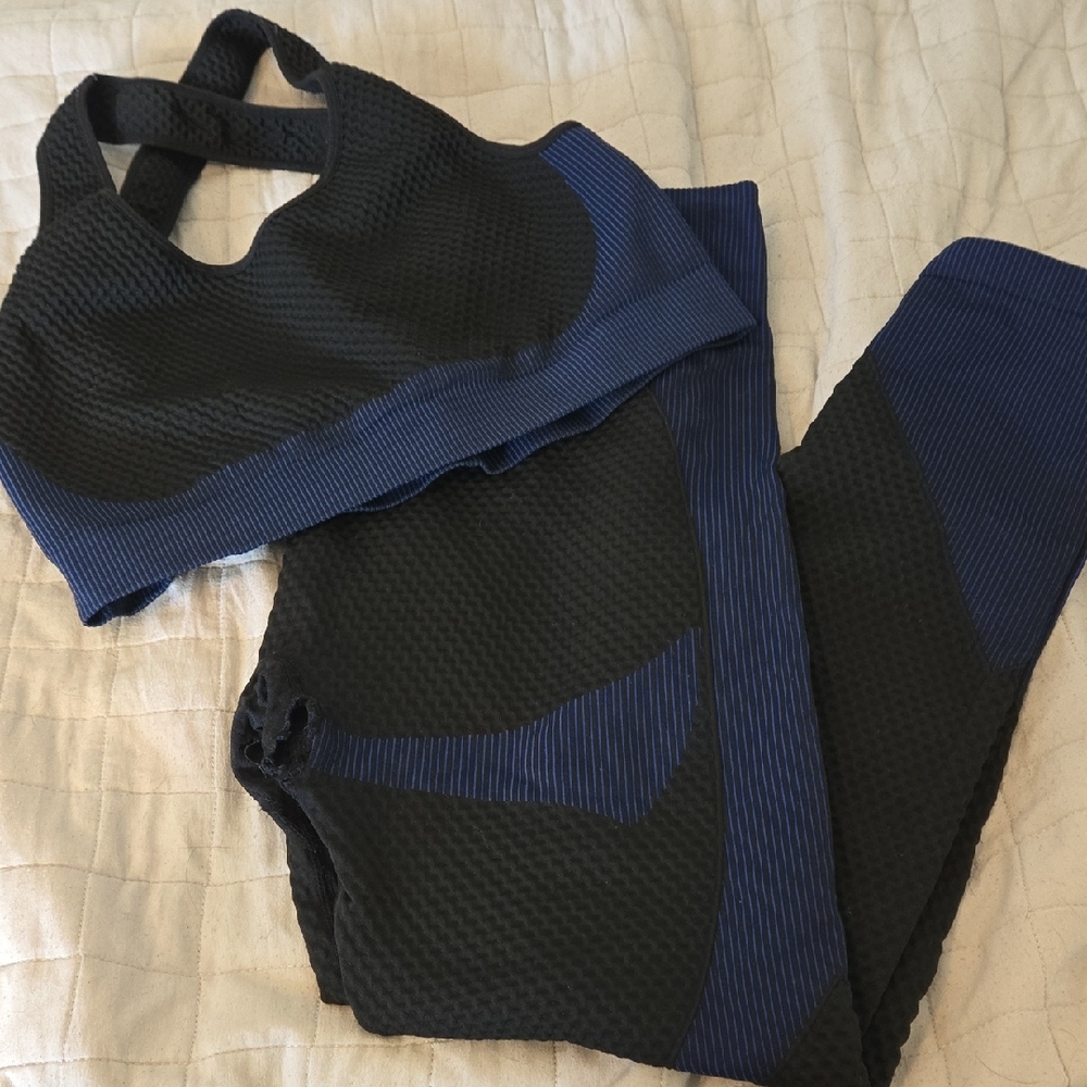 Women's Black and Blue Activewear Set XXXL